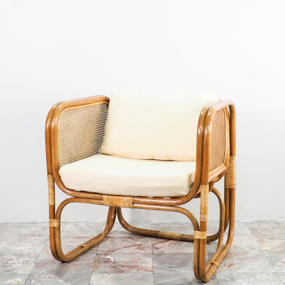 เก้าอี้พักผ่อน หวายแท้ PISAMAI รุ่น WIT LOUNGE CHAIR เก้าอี้รับแขก ทรงมินิมอล ขนาด 80*78*82 ซม. สีธรรมชาติ